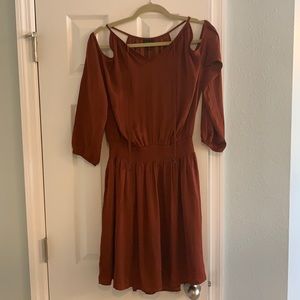 Rust Cold Shoulder Dress